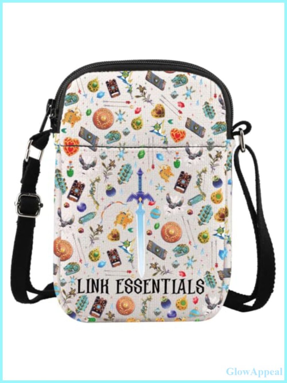 Canvas Crossbody Bag Cartoon Game Print Shoulder Bag